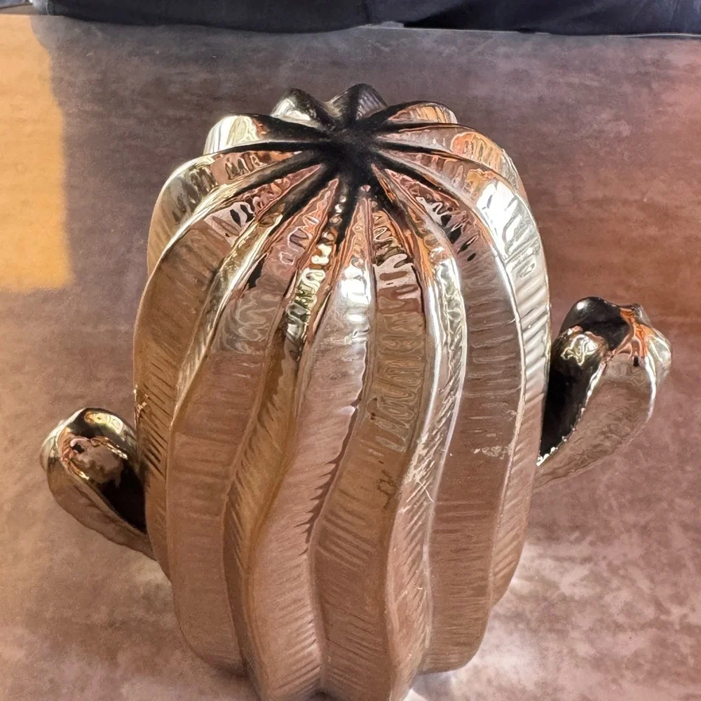 Gold Ceramic Cactus Accent Sculptures - Decorative Home Accents